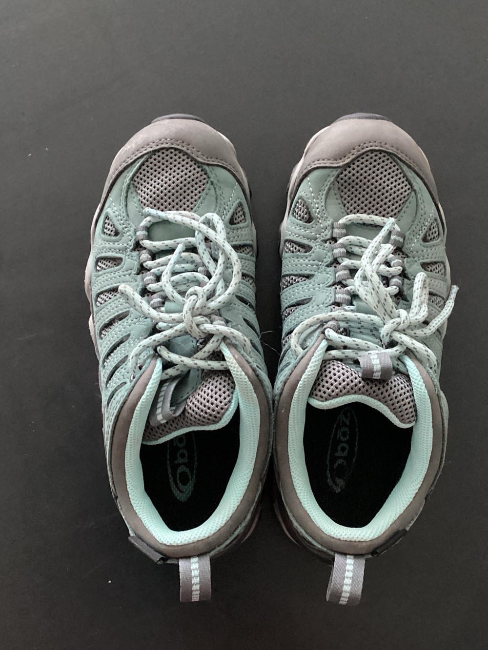 Women's Athletic Trail Shoes in Mint Green and Gray